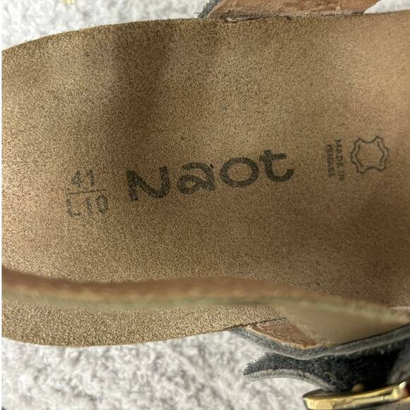 Naot Women's Black Grey Leather Wedge Heel Sandals Size 10 AS IS #59860 - Picture 7 of 7